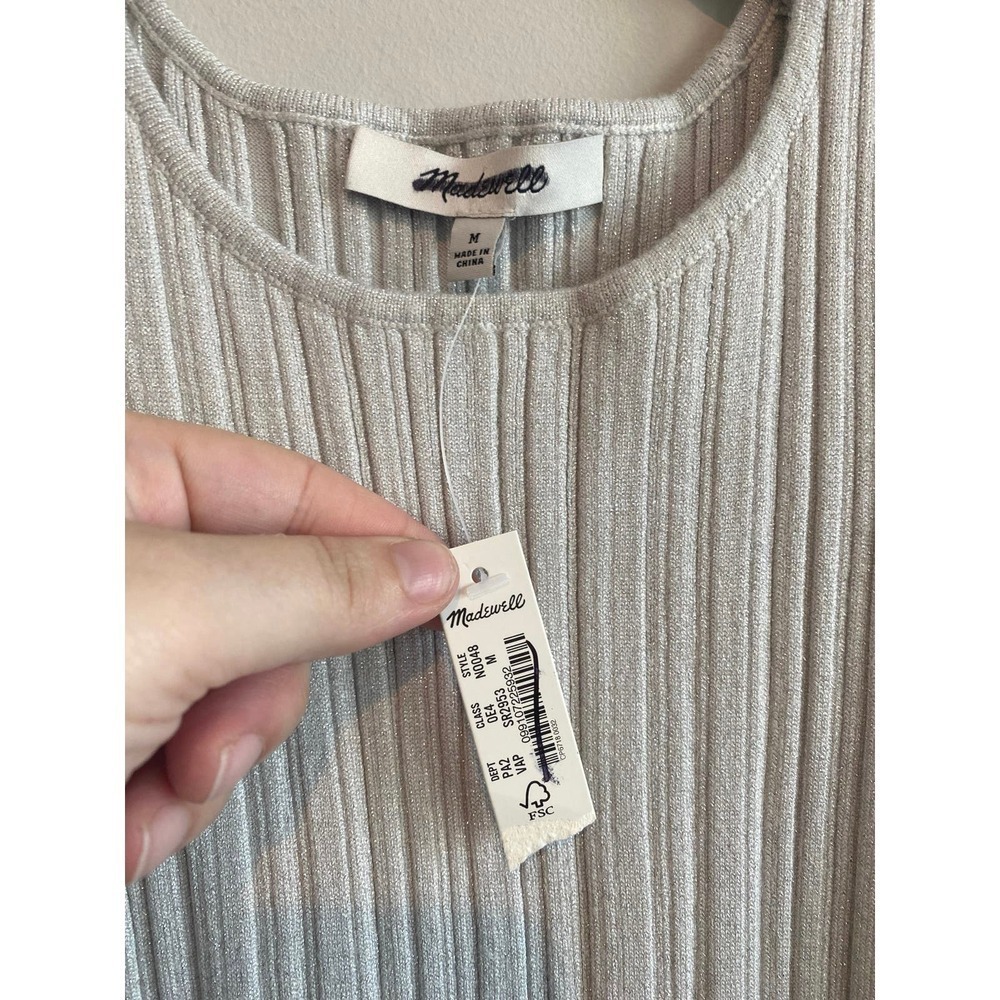 NWT Madewell The Signature Shimmer Knit Cutaway Sweater Tank Gray Size Small - Picture 3 of 5